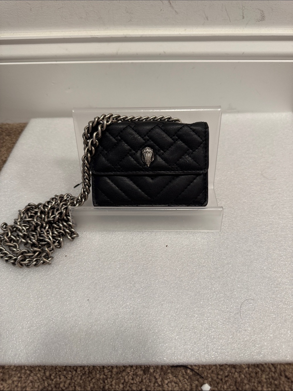 Kurt Geiger black quilted micro mini crossbody bag purse